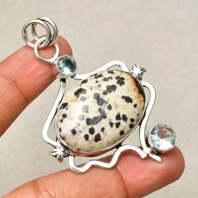 Ciondolo gioiello fatto a mano in argento sterling 925 pietra diaspro... - Immagine 1 di 4