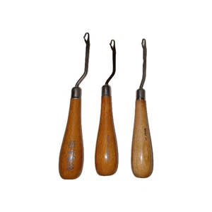 Menge 3 Garn Riegel Haken Werkzeuge Holzgriff Teppich Handwerk England Werkzeuge  - Bild 1 von 5
