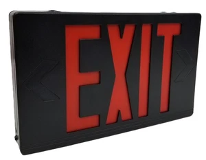 EXITRONIX VEX-U-BP-WB-BL LED EXIT Sign Red Letters Black Housing NEW - Picture 1 of 10
