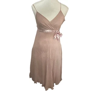 Express Vtg Blush Pink Sleeveless Dress Wrap Front Ribbon Tie Cocktail Size 0 - Picture 1 of 4