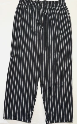 Uncommon Threads Adult 2XL Black White Striped 38x32 Drawstring Chef Pants 4000 - Image 1 of 4