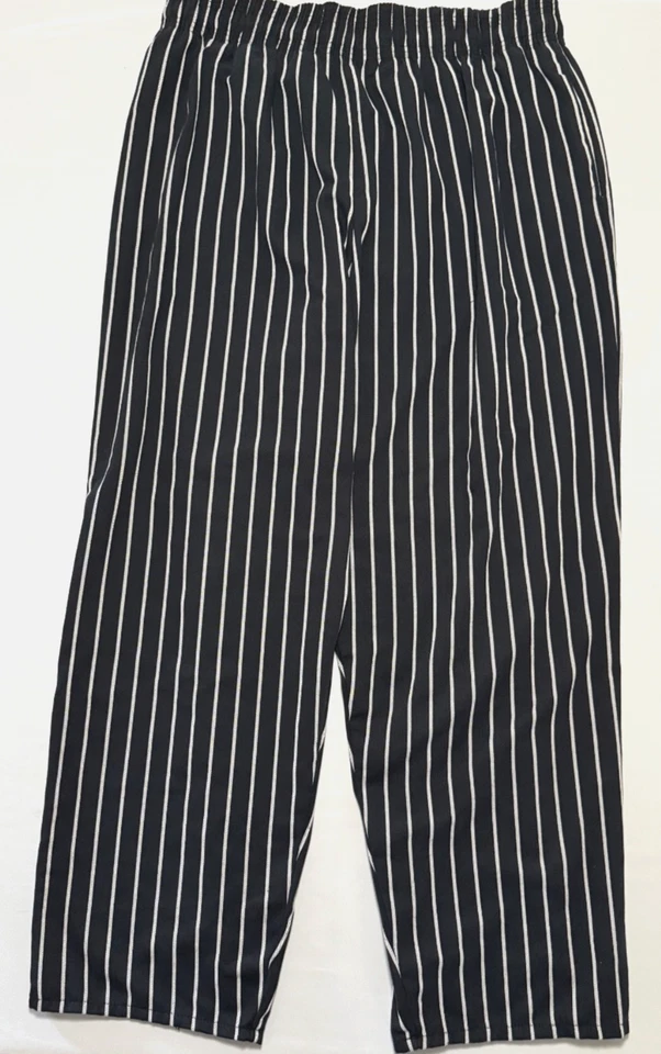 Uncommon Threads Adult 2XL Black White Striped 38x32 Drawstring Chef Pants 4000 - Image 1 of 4