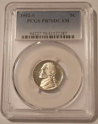 1992 S Jefferson Nickel Proof PR70 DCAM PCGS - Image 1 of 2