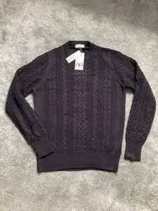 Zara Man Mens XL Size Black Stretch Cable Knit Jumper NWT - Picture 1 of 8