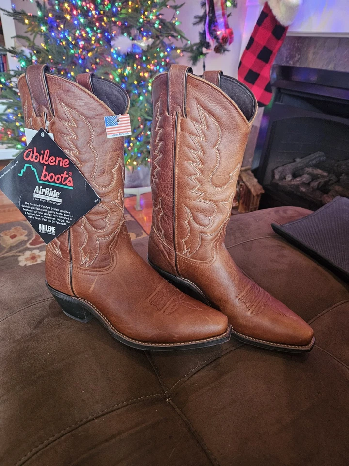 Botas de Vaquero Abilene Mujer 8.5 M Cuero Marrón Occidental Bordado Foto 1 de 4