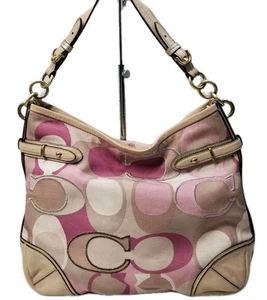 Coach Colette Pink Tan Signature Beige Leather Hobo Bag #16441 - Picture 1 of 12