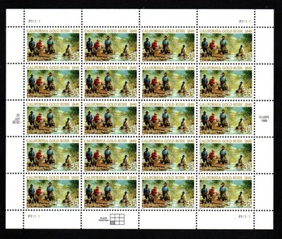 U.S. #3316 MHN, CALIFORNIA GOLD RUSH sheet, $6.60 (1999) - Image 1 of 2