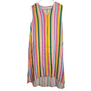FRESH PRODUCE Size S Colorful Pacific Allegra Striped Dress Sleeveless Vibrant - Picture 1 of 10