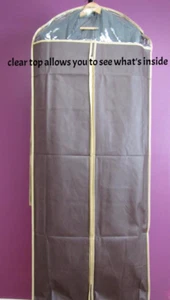 3pcs Garment Bags 58" for Dress/Gown/Long Coat,w/Transparent Window,Brown,NEW - Picture 1 of 2