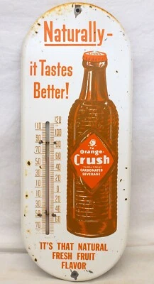 💥early ORANGE CRUSH Thermometer SODA ADVERTISING Sign RAREST VARIATION💥 - Image 1 of 4