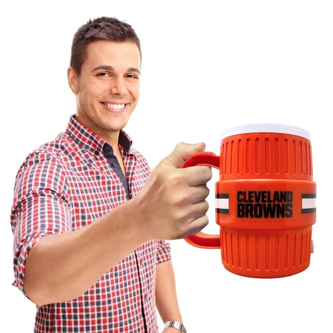 CLEVELAND BROWNS Water Cooler Mug - Beer Coffee Cup Stein Tailgating Gift Cover