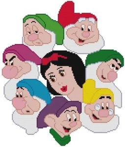 CROSS STITCH+ CRAFT PATTERN Snow White Seven Dwarf Dopey Doc Grumpy Happy Sleepy - Picture 1 of 14