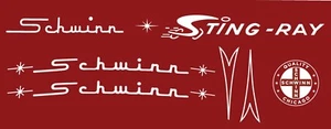 SCHWINN STINGRAY WATER SLIDE DECAL - RED - Picture 1 of 2