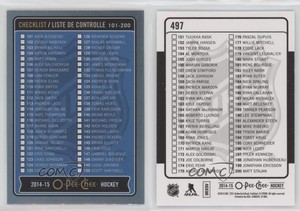 2014-15 O-Pee-Chee Checklist Rainbow Checklist Cards 101-200 #497