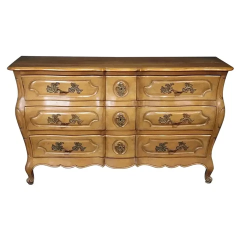 Auffray Style Carved French Louis XV Style Dresser Lined Drawers Cover