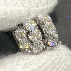 4.20 CTW Cushion Cut Moissanite Hoop Earrings Huggies - 925 Silver 14K Gold - Picture 1 of 15