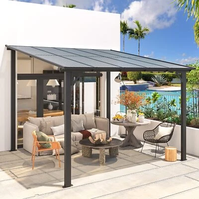 3 x 3m Wall Mounted Pergola Outdoor Aluminium Gazebo Patio Lean to Awning Deck - Image 1 of 4