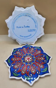 Traditional Turkish Iznik Style/ART Ceramic Clay Trivet Tiles - Picture 1 of 10
