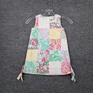 Lilly Pulitzer Dress Girls 4 Youth Pink Patchwork Shift Floral A Line Sleeveless - Picture 1 of 12