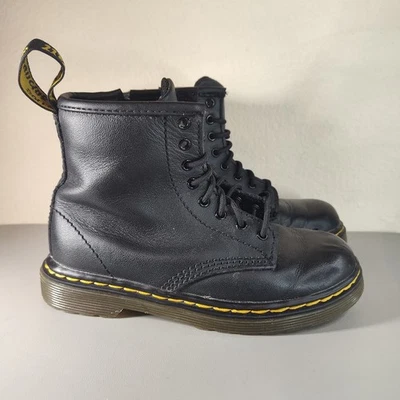 Botas Doc Dr Martens 1460T couro preto combate unissex infantil tamanho 10 - Imagem 1 de 4