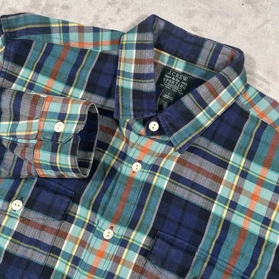 J Crew Sporting Goods franela abotonada para hombre grande azul a cuadros Foto 1 de 4