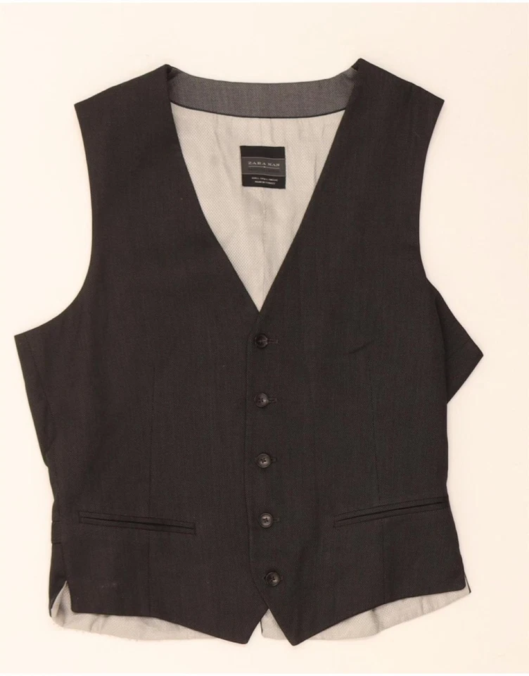 ZARA Mens Waistcoat Large Black Polyester DJ11 - Image 1 of 3