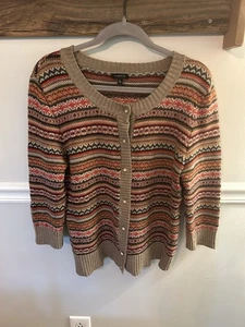 Fall Colors Sweater Talbots XL- Button Down Pearly Buttons - Picture 1 of 7