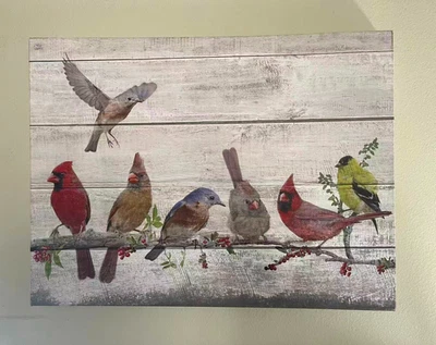 Colorful Birds on Branch Nature Canvas Print Wall Art Decor 24x32 Ready to Hang - Image 1 of 3