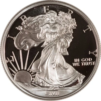 1 Troy OZ .999 PLATA FINA SMI WALKING LIBERTY REDONDO, NUEVO, PRUEBA BRILLANTE Foto 1 de 2