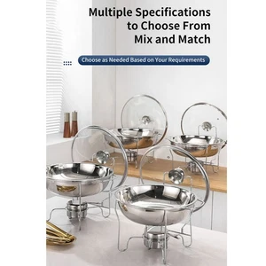 Round Chafing Dishes For Buffet Set Stainless Steel Buffet Food Warmer Se HLF - Picture 1 of 12
