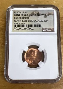 1990  Lincoln Memorial Cent Broadstruck Mint Error Unc NGC *NE Error Collection* - Picture 1 of 6