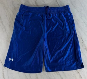 Under Armour Basketball Shorts Size XL Blue Mens Dazzle Shiny Silky - Picture 1 of 3