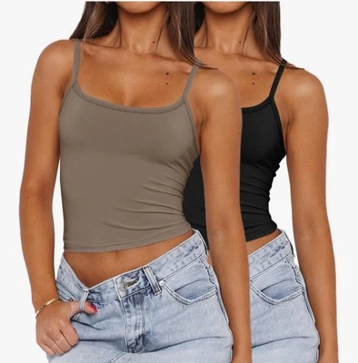 2 Pack Active Women's Tank Tops Camisoles 2XL Scoop Neck Black and Brown NWT - Image 1 of 3