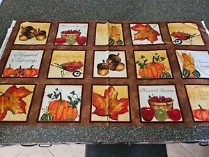 Beauty of Autumn Panel 23x43 South Sea Imports SSI Fall Leaf Apple Basket - Picture 1 of 9