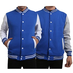 Chaqueta universitaria de béisbol NE PEOPLE para hombre clásica de color liso con botones de bloque NEMJ16 - Imagen 1 de 15