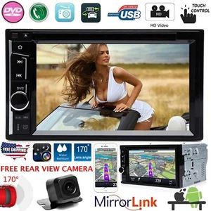 Car Stereo Bluetooth Radio Double 2Din DVD Player Camera For Mirror-Link-GPS+Cam - Picture 1 of 12