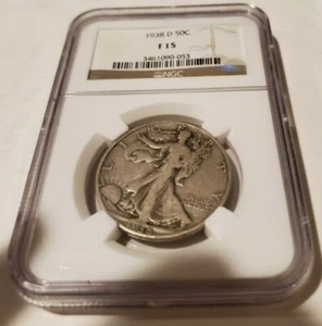 1938 D US Silver 50 Cent NGC F 15 - Picture 1 of 4