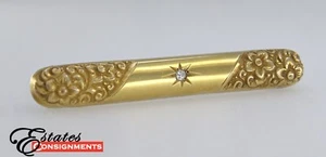Victorian Diamond 10k Yellow Gold Bar Brooch - Picture 1 of 10