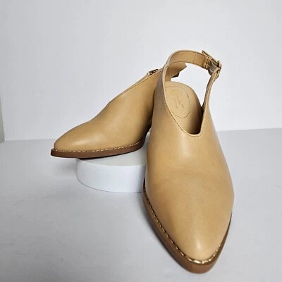 C Comfort Beige Slingback Size 8  Block Heel Shoes Chic Minimalist Work Style - Image 1 of 4