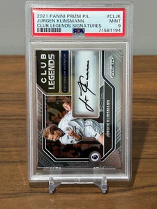 2021 Prizm Premier League Jurgen Klinsmann Black Ink Auto PSA 9 Tottenham - Picture 1 of 2