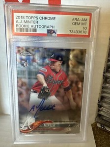 2018 Topps Chrome Rookie Auto Aj Minter PSA 10