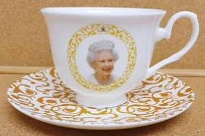 In Loving Memory HM Queen Elizabeth II 1926-2022 Fine Bone China Tea Cup Saucer - Picture 1 of 6