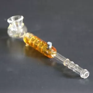 Reusable 4.9 inch Glass Cigarettes Pipe Hitter Herb Smoking Tube Pipes Filter - Picture 1 of 8
