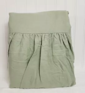 Pottery Barn Teen Belgian Linen Ruffle Blackout Curtain, 52 x 108 Sage Green - Picture 1 of 4