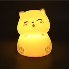 (Closed Eyes)Silicone Night Lamp Cute Cat Tap Control Adjustable Color GSA