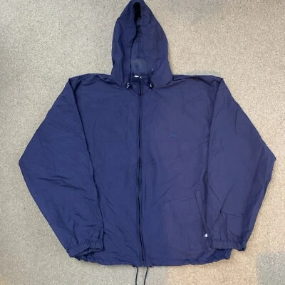 LL Bean Mens XL Full-Zip Windbreaker w/ Hidden Hood L642 Navy Blue Gorpcore - Image 1 of 4