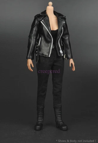 ZYTOYS Sarah Connor Female Leather Jacket Set F 12" Hot Toys Phicen Body Figure Cover