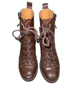 Nine West Women's Leather Brown Combat Boots Old World Vintage Style ROYO 7M - Picture 1 of 7