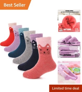 Cozy Kids Merino Wool Hiking Socks – Thermal Comfort for Boys & Girls - 6 Pairs - Picture 1 of 9