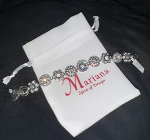 Mariana Silver Plated Clear /white  Faceted Crystal Flower Bracelet 7.5-8” - Picture 1 of 3